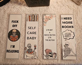 Salty Skeleton Bookmarks | Printable Snarky Bookmarks | Dark Humor Digital Download