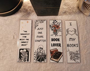 Marcapáginas de esqueleto gótico / Regalo para amantes de los libros / Dark Academia imprimible (descarga digital)