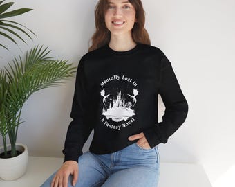 Fantasy Novel Sweatshirt, Dragon Castle Crewneck, Book Lover Cozy Sweater