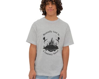 Mentally Lost in a Fantasy Novel T-Shirt | Castle, Dragons, Open Book