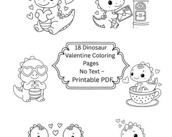 Dinosaur Valentine Coloring Pages | 18 Designs (PDF Download