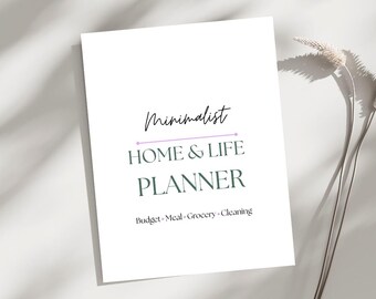 Minimalist Home & Life Planner | Budget, Meal, Grocery, Cleaning (Digital PDF)