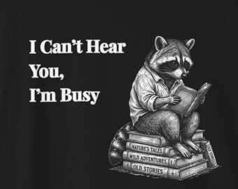 Raccoon Reading Shirt, Book Lover Tee, Bookish Introvert Gift