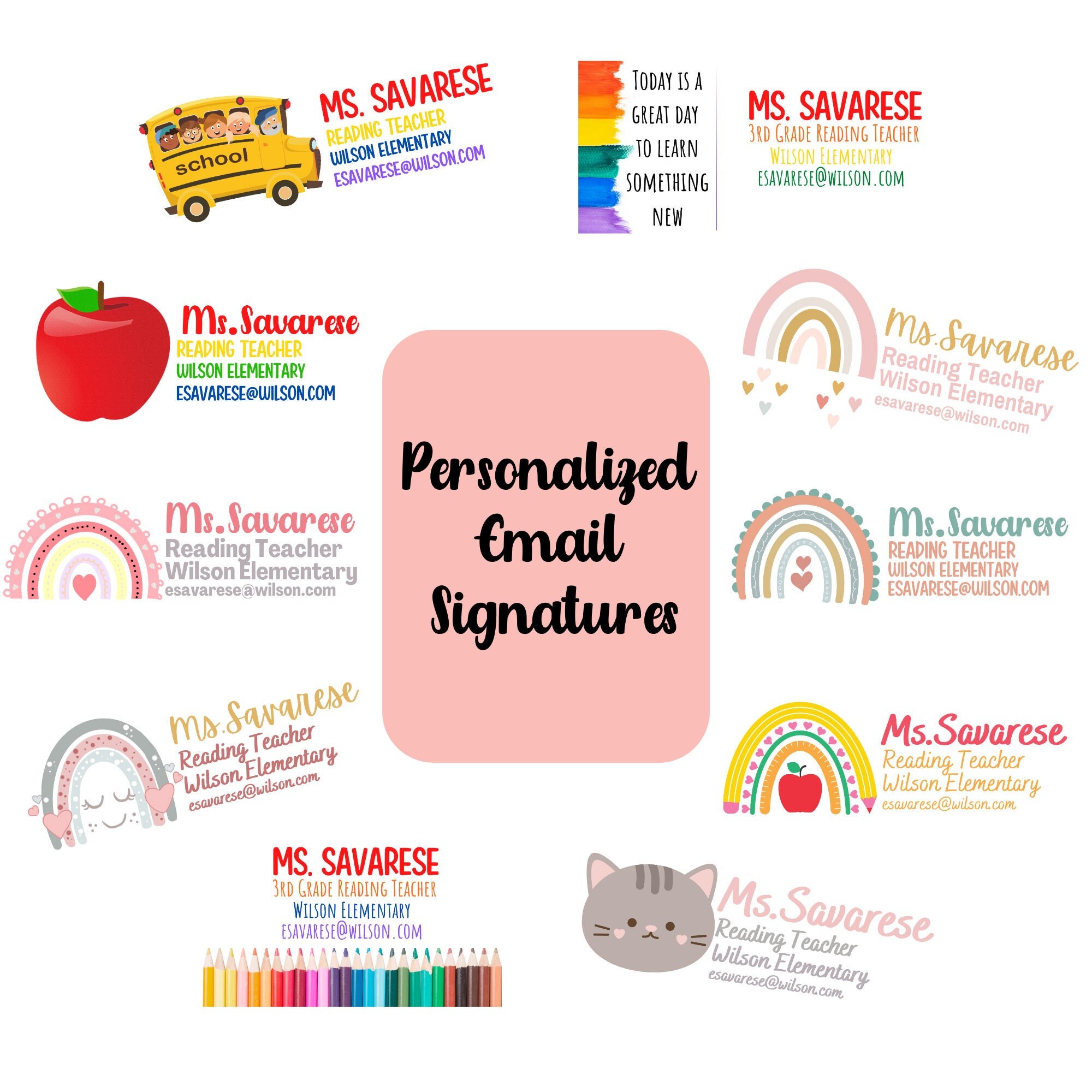 Custom Email Signature for Teachers and Business Owners Elementary