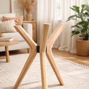 Base de mesa de madera maciza, soporte de pedestal moderno para mesas redondas.
