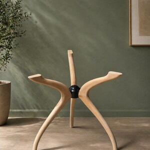 Base de pedestal de madera con forma de araña, pata de mesa redonda, soporte para mesa de comedor
