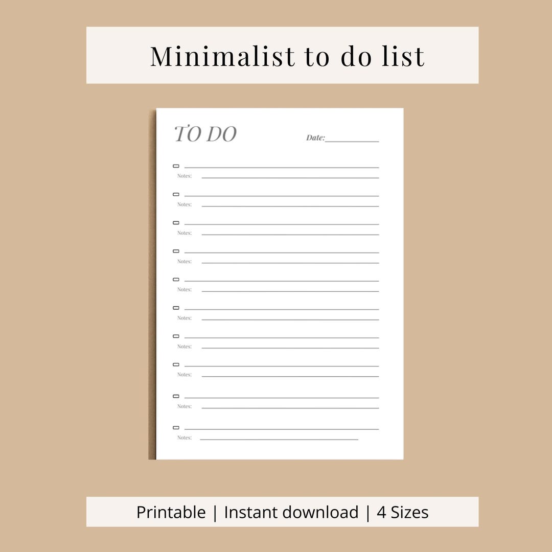 Minimalist to Do List Printable: Daily Task Planner (digital Download ...