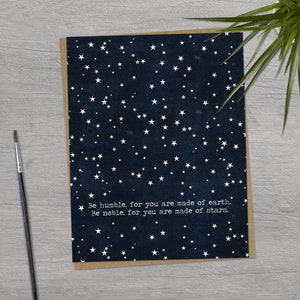 Soyez humble carte d'amitié | Carte d'encouragement d'un ami | Carte céleste étoile | Carte de fin d'études
