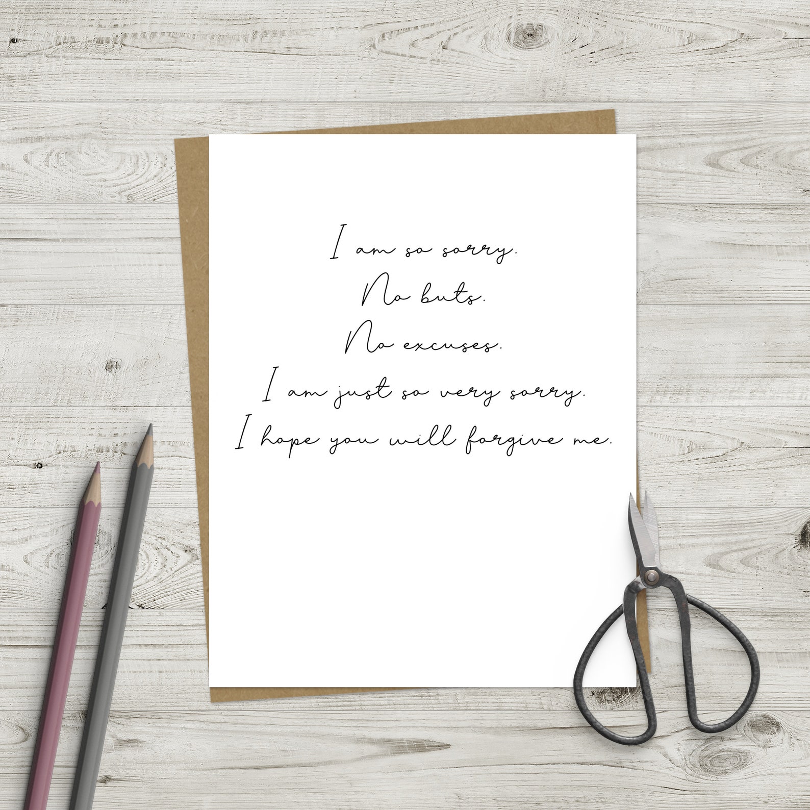 Sincere Apology Card Apology Card I'm Sorry Card Etsy UK