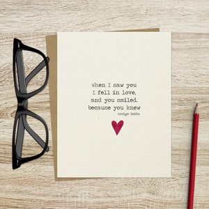 Amour citation carte de voeux | Quand vous avez souri Arrigo Boito | Carte de voeux anniversaire de mariage | Carte de voeux romantique Saint Valentin