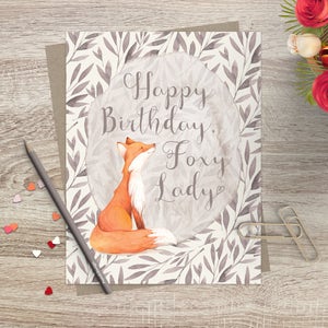 Foxy Lady Birthday | Fox Birthday Card | Cute Funny Foxy Lady Birthday Card | Happy Birthday Card | Birthday Card for Friend