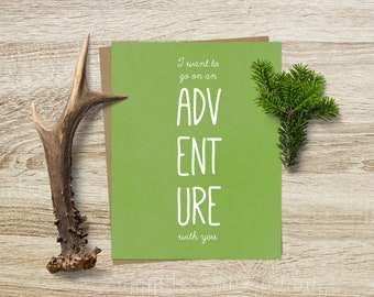 Adventure With You Greeting Card | New Love Card |  Travel Holiday Vacation Love Wedding Card | Girlfriend Boyfriend Engagement Card