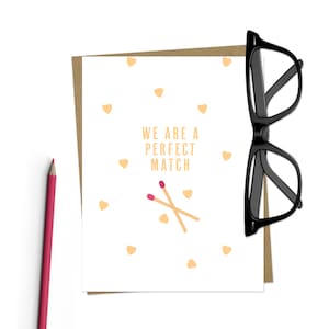 Valentine's Day Card - Cute Perfect Match Romantic Card - Boyfriend - Love Greeting Card - Wedding Card - Girlfriend Card - Anniversary