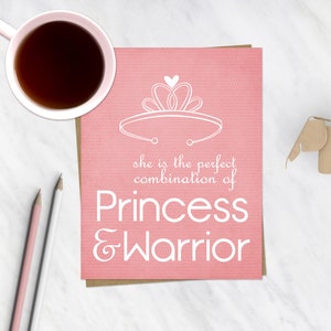 Princesa Guerreiro Cartão Comemorativo | Cartão da recuperação de Chemo da menina de <br> Entrega Rápida? Menina do incentivo cartão comemorativo | Cartão de melhoras para crianças