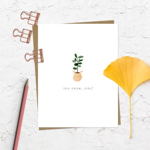 You Grow Girl Plant Pun Card / Tarjeta de aliento / You Got This Card / Funny Encouragement Card / Funny Card / You Go Girl / Graduación