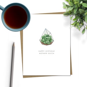 Funny Mom Card, Plant Lover Card, Plant Pun Card, Mother Succa Card, Succulent Greeting Card, Watercolor Greeting Card, Birthday Card Friend
