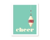 Modern Digital Christmas Art Print Cheer Christmas Ornament Retro Holiday Typography Poster Pantone