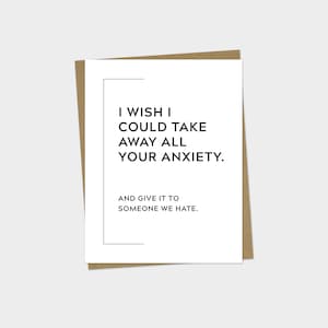 Carte d'anxiété | Carte de santé mentale | Carte de santé mentale d'amitié | Carte drôle d'inquiétude | Carte d'amitié drôle | Carte d'assistance pour amis