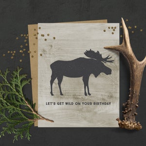 Vamos a conseguir la tarjeta de cumpleaños de la naturaleza Tarjeta de cumpleaños para el cazador Tarjeta de bosque rústico ? Tarjeta de cumpleaños de papá ? Tarjeta de hermano de cumpleaños ? Tarjeta Moose