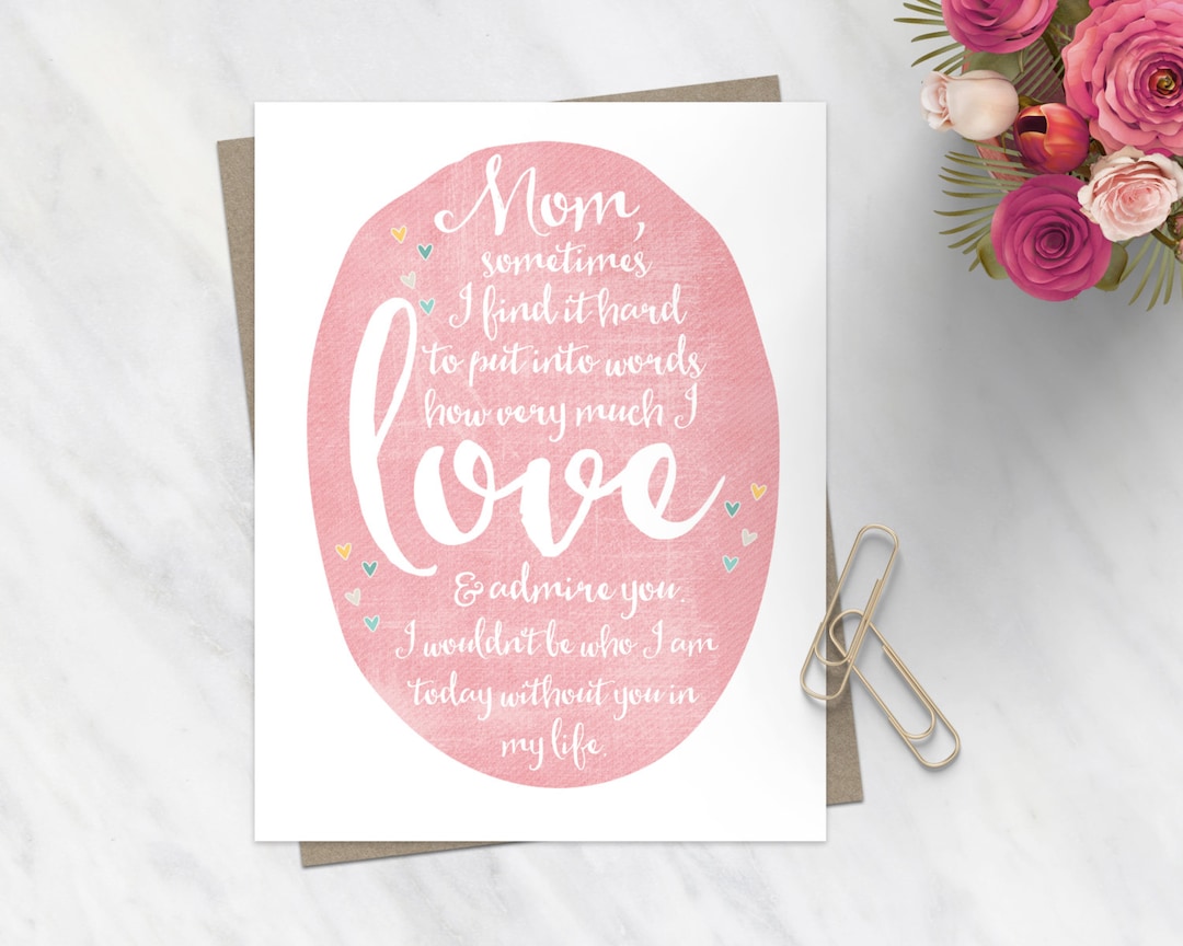 Sweet Mother's Day Card / Heartfelt Mothers Day Card / for - Etsy