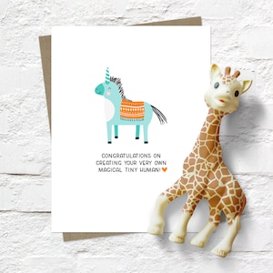 Cute New Baby Card | Tiny Human Baby Card | New Baby | Congratulations Baby | Baby Shower Card | Unicorn Baby Card | Magical Congrats Card