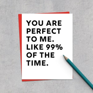 Eres perfecta para mí Tarjeta de amor / Tarjeta de amor divertida / Tarjeta romántica divertida / Tarjeta divertida Te amo