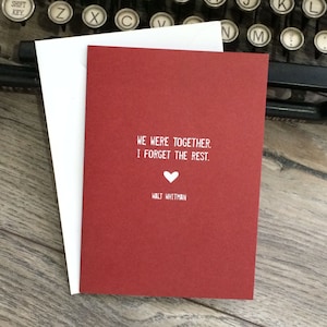 We Were Together Love Card | Walt Whitman Literary Love Greeting Card | Together Love Anniversary Wedding Card | Valentines Day