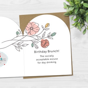Birthday Brunch / Funny Birthday Card / Happy Birthday Card / Birthday Greeting Card / Adult Humour Birthday Card / Birthday Card for Friend