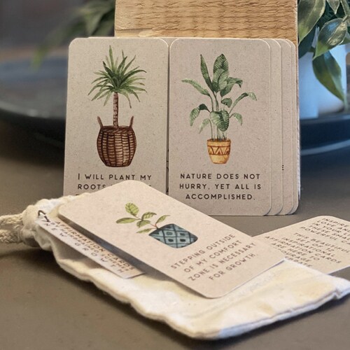 Stocking Stuffer Mini Plant Affirmation Cards Plant Lover Affirmation Cards Friendship Gift Affirmation Deck Quotes Self Care Gift