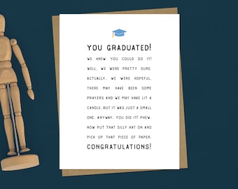 Carte drôle de remise des diplômes | carte de diplômé | Pour les diplômés | carte de remise des diplômes drôle | carte d'encouragement | Félicitations pour l'obtention du diplôme | Vous l'avez fait