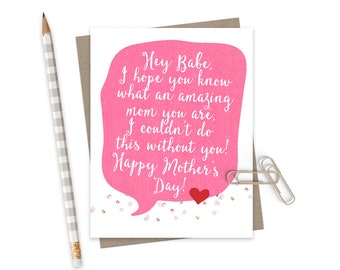 Mothers Day Card for Wife  / Mothers Day Greeting Card / Card for Wife on Mothers Day / Mom Card / Sweet Mom Card