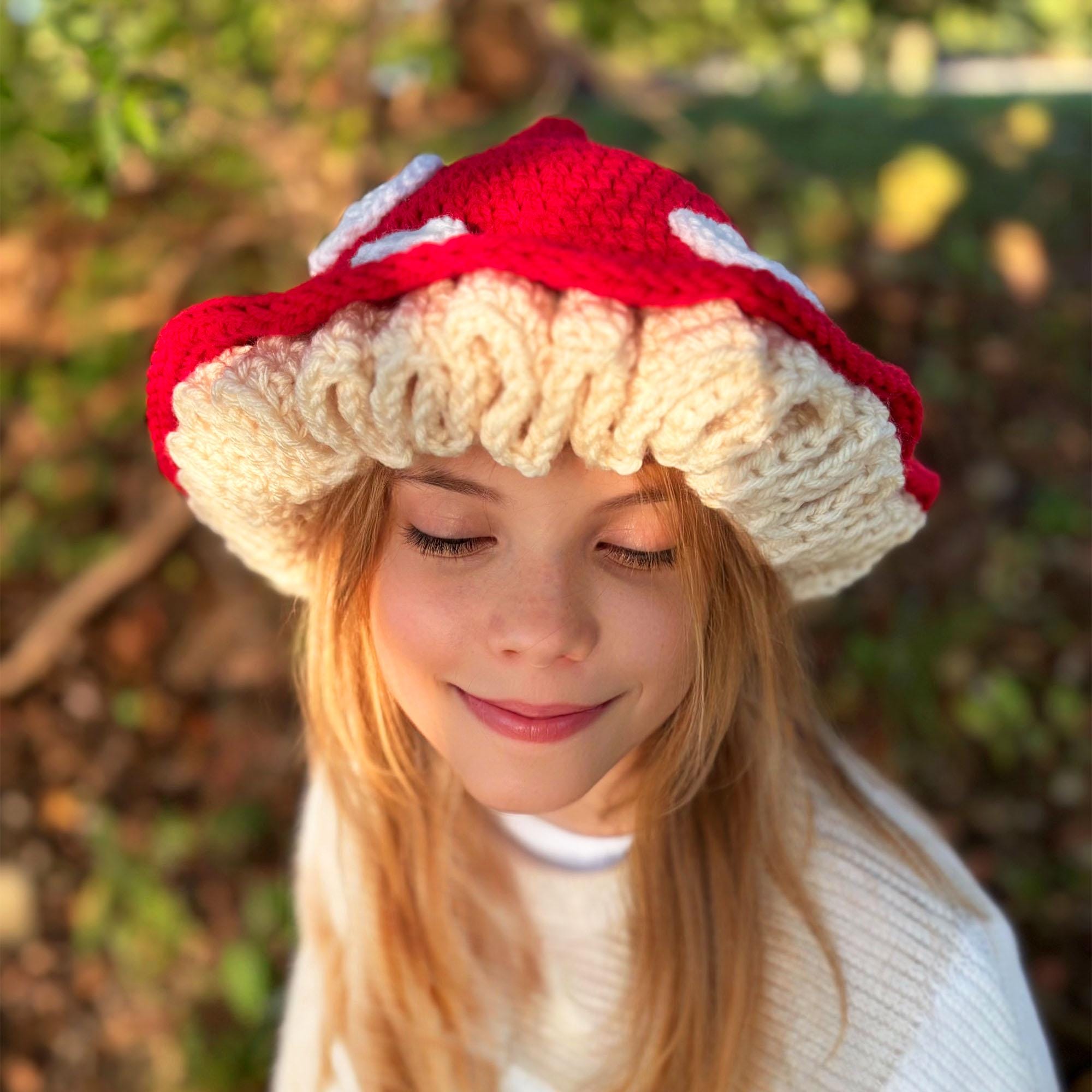 CROCHET PATTERN Toadstool Mushroom Hat, Easy PDF Crochet Tutorial, Red