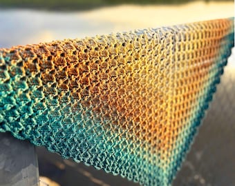 Weekend Shawl Crochet Pattern, Triangle Scarf, Textured Wrap, One Skein Gradient Yarn