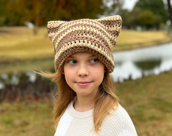 CROCHET PATTERN Cat Ear Hat, Beginner Friendly Beanie, Easy Quick Hat