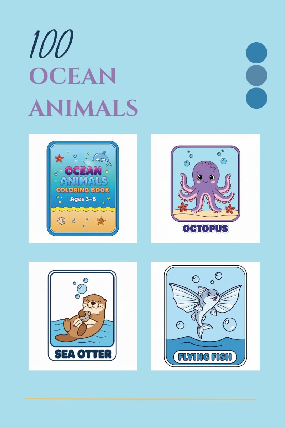 Ocean Animals Coloring Book: 100 Printable Pages & Activities (PDF) - Etsy