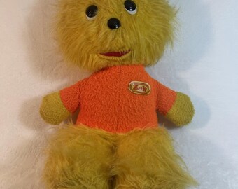 Animal Fair Inc. VTG 1974 Rare ZAK Stuffed Animal 19" Yellow Orange Shaggy Plush