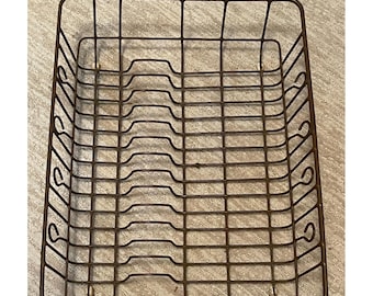 Vintage Rubbermaid Brown Coated Wire Dish Drainer Rack Large 17.5 Kitchen Drying Rack Farmhouse Countertop Organizer Retro Decor