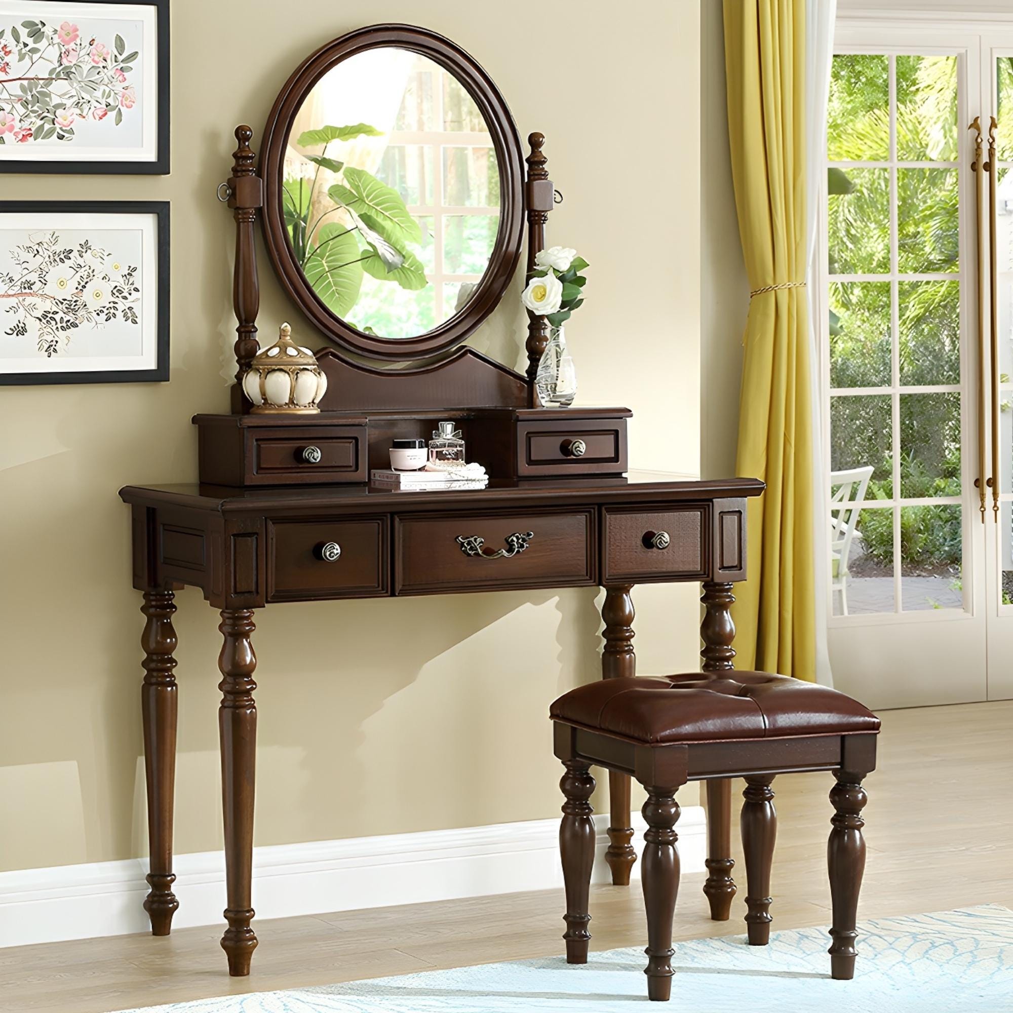 strapless open back dress Cherry Solid Wood Small Vanity Table