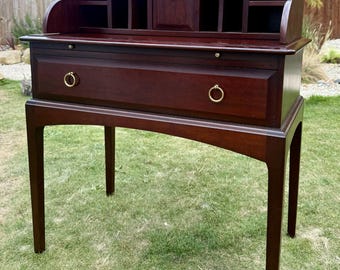 Wood Writing Desk with Storage, Vintage Secretary Desk, Small Space Vanity Desk Alternative, Traditional Wooden Desk with Drawers