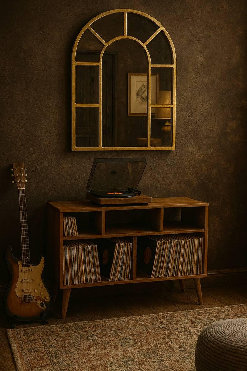 Solid Wood Record Player Stand: Heavy Duty Vinyl Storage Cabinet - Etsy