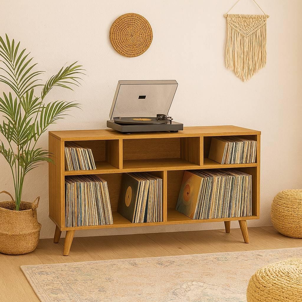Solid Wood Record Player Stand: Heavy Duty Vinyl Storage Cabinet - Etsy