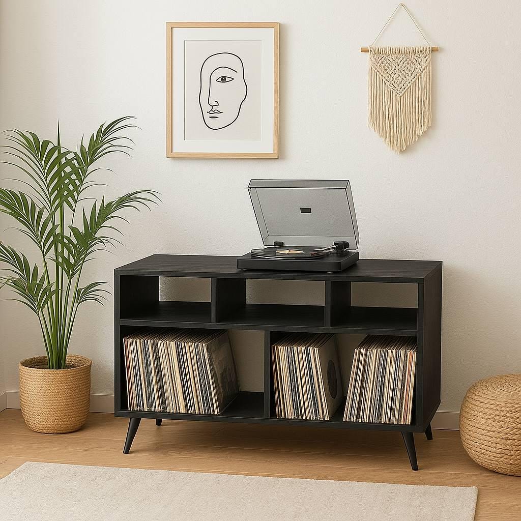 Solid Wood Record Player Stand: Heavy Duty Vinyl Storage Cabinet - Etsy