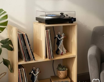 ミッドセンチュリーモダン木製レコードプレーヤースタンド - レコード