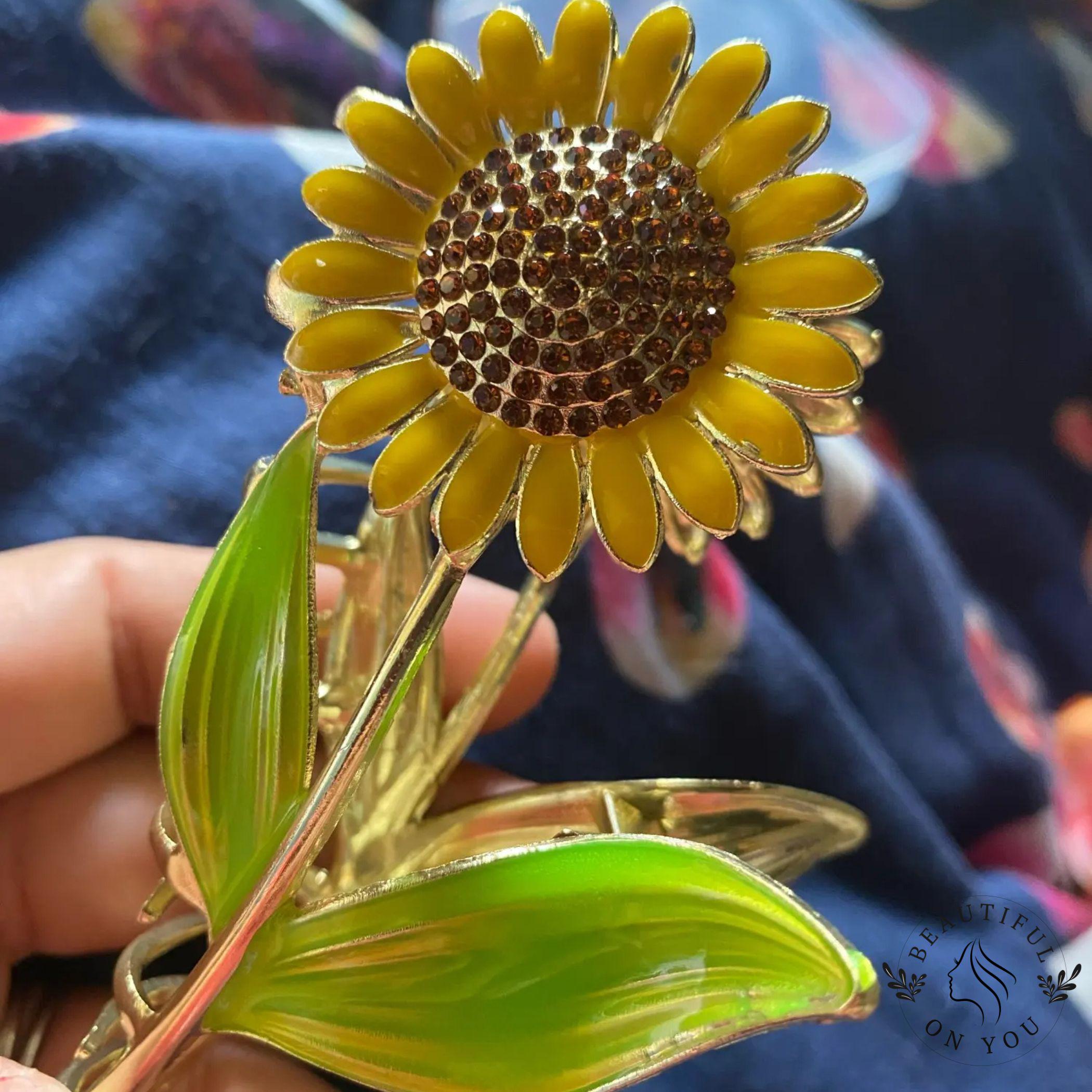 Sunflower Metal Hair Claw Clip, Floral Boho Accessory - Etsy UK