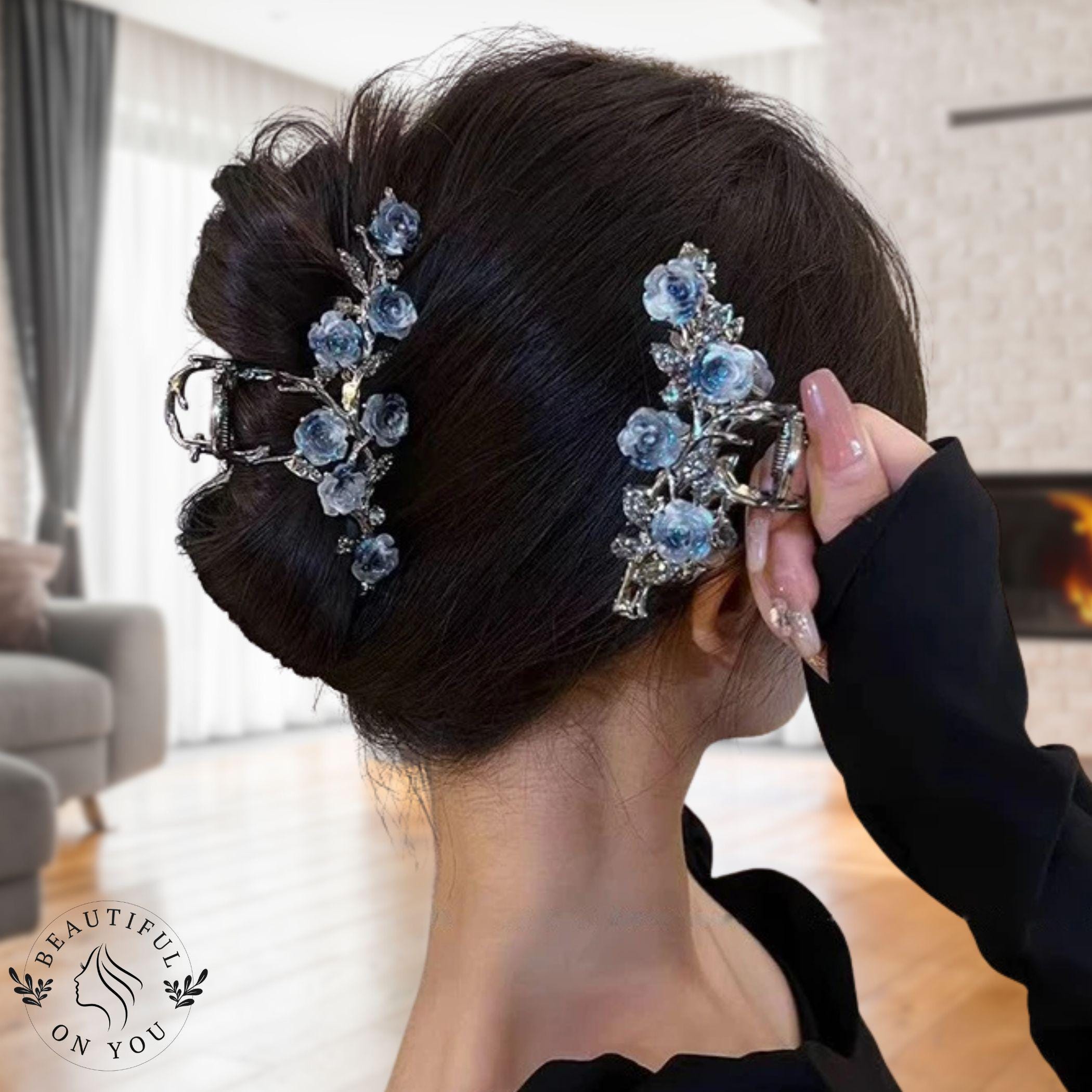 2 épingles à Cheveux Strass Papillon Rose – Idéales Mariage, Chignon, Soirée