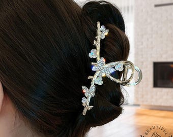 Butterfly Hair Claw with Pearl or Rhinestone Details