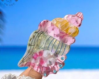 Ocean Conch Acetate Hair Claw – Colorful Shell Hair Clip for Summer
