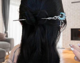 Silver Moon & Star Hair Sticks Set – Celestial Vintage Hair Accessories
