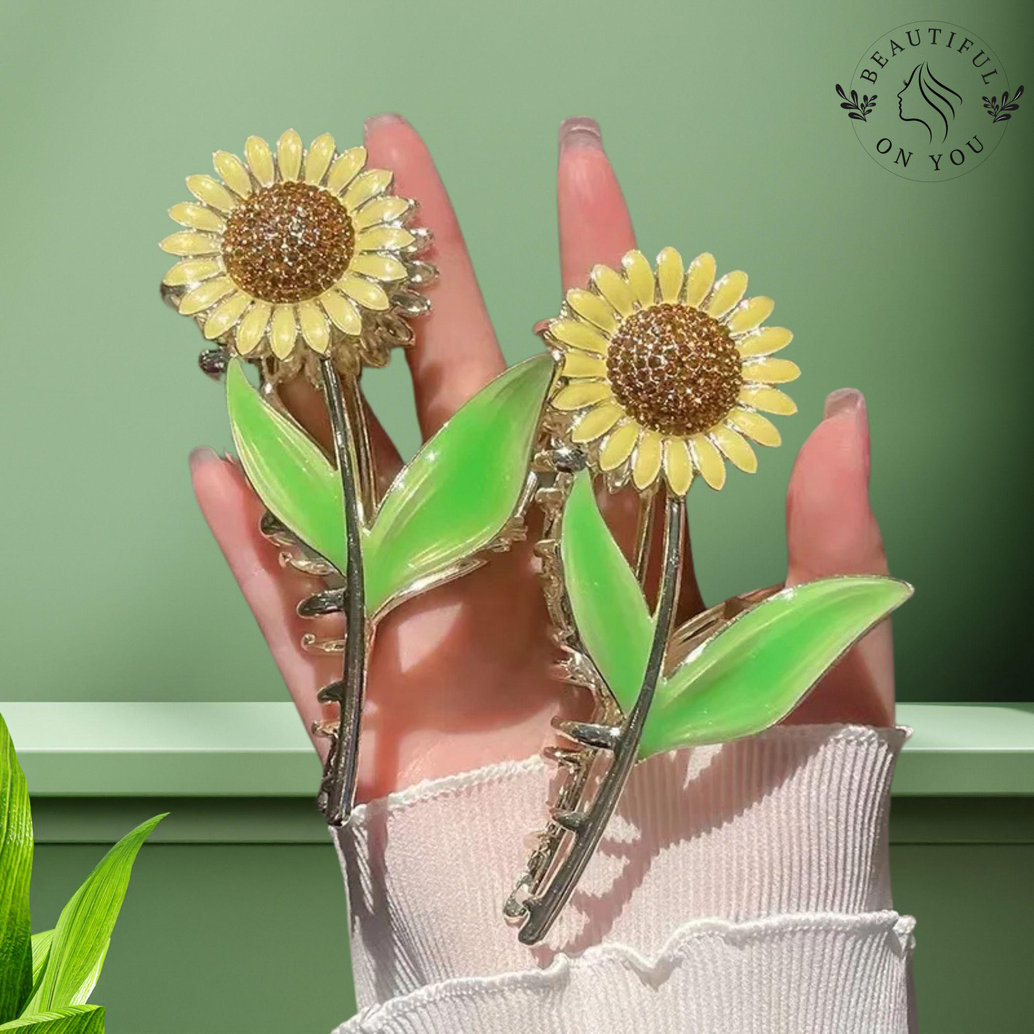 Sunflower Metal Hair Claw Clip, Floral Boho Accessory - Etsy display picture 1
