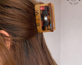 Retro Cassette Tape Hair Claw Clip – Musical Instrument Hair Accessory